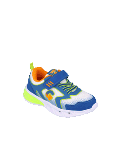White and royal blue mesh light up sneaker