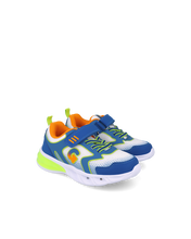 Load image into Gallery viewer, White and royal blue mesh light up sneaker
