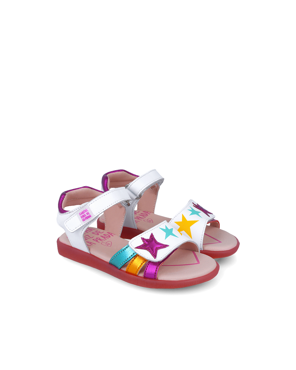 White sandals with colorful stars