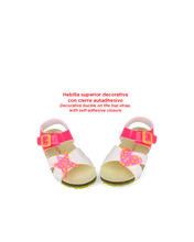 Load image into Gallery viewer, White and fuschia sandals with colorful star

