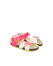 Load image into Gallery viewer, White and fuschia sandals with colorful star
