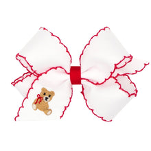 Load image into Gallery viewer, Xmas moonstitch bow with embroidered
