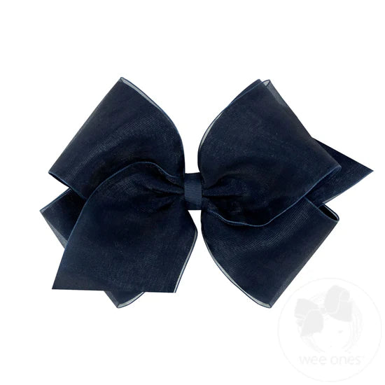 Navy organza overlay bow