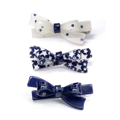Navy Bows Set Hair Clips(set of 3)