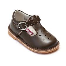 751 Brown t-strap w/ flower velcro shoe