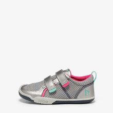 Load image into Gallery viewer, Silver with fuschia/aqua details sneaker
