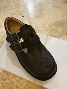 Black double straps with velcro school shoe chunky sole (21)
