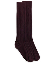 Load image into Gallery viewer, Hunter green cable knit knee high sock
