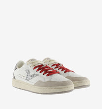 Load image into Gallery viewer, White leather sneaker with silver glitter V
