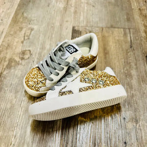 Gold glitter star slip on sneaker