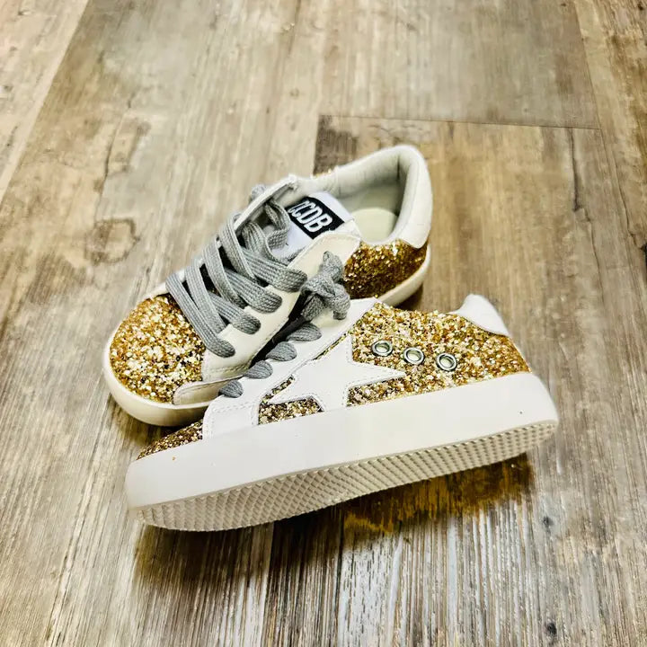 Gold glitter star slip on sneaker
