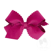 Load image into Gallery viewer, Scalloped Edge Faux Velvet Overlay bow
