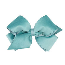 Load image into Gallery viewer, Scalloped Edge Faux Velvet Overlay bow
