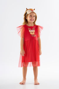 Red nightdress with tulle