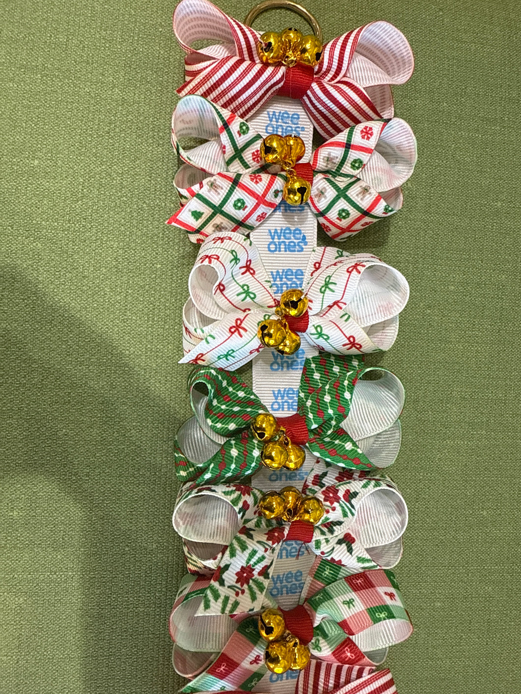 Mini Xmas grosgrain bow with bells