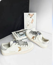 Load image into Gallery viewer, white with gold star Women's sneakers
