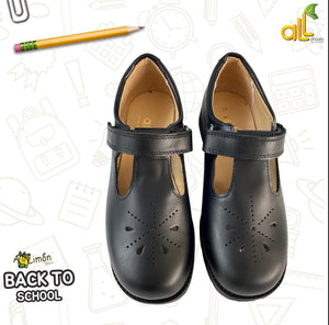 Black t-strap velcro school shoe (9)
