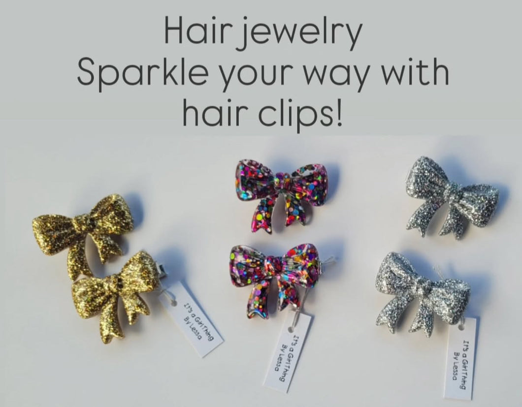 Bow resin hair clips(set)