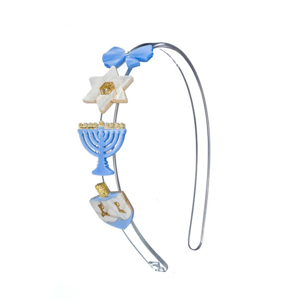 Star, Menorah, Dreidel blue headband