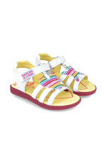 Load image into Gallery viewer, White twin leather sandal with heart and star
