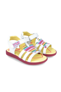White twin leather sandal with heart and star