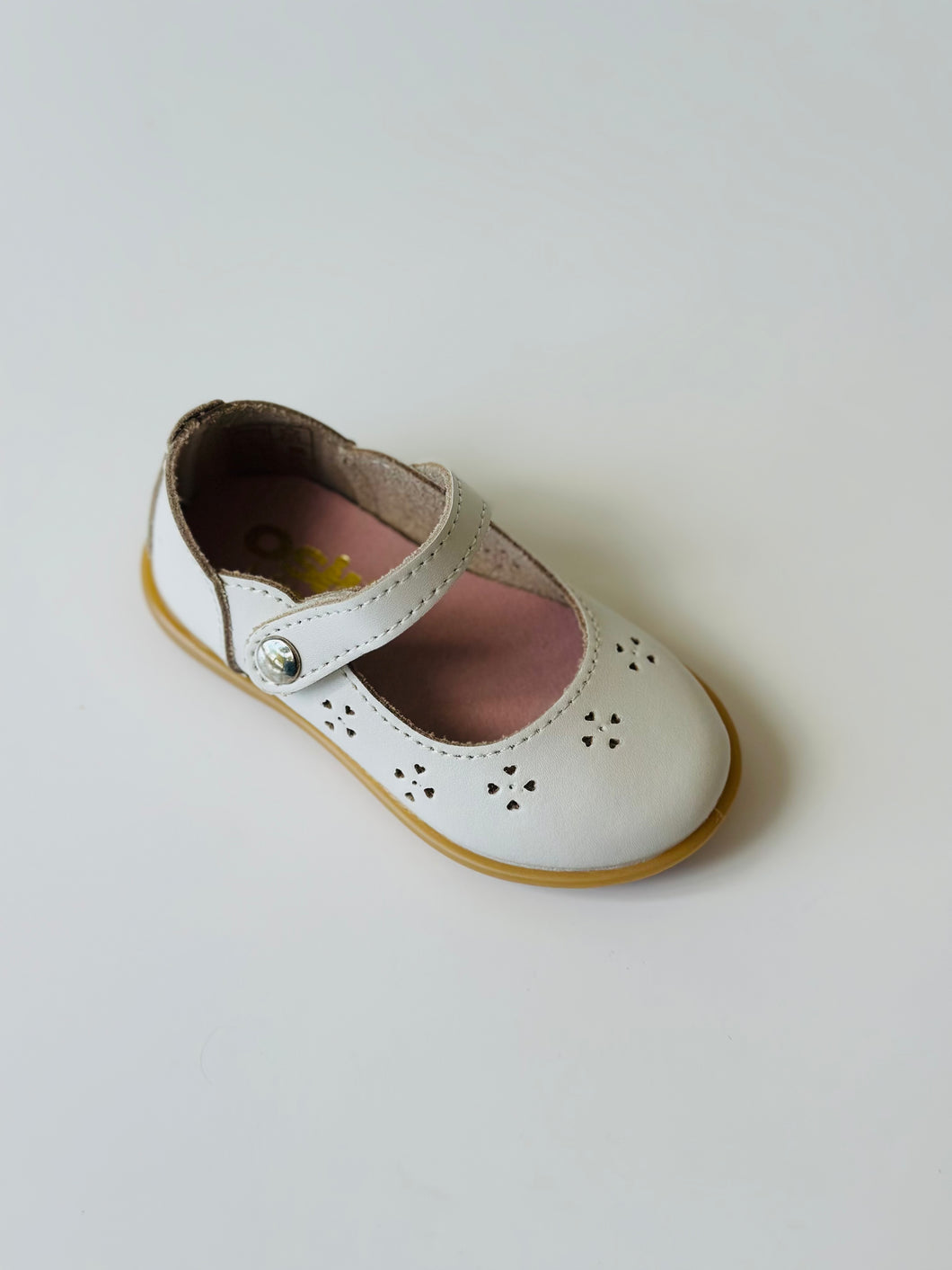 Beige hearts leather mary jane