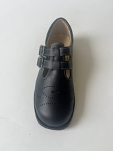 Load image into Gallery viewer, Black double straps with buckle school shoe and piping(14)
