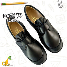 Load image into Gallery viewer, Boys velcro black school shoe (A/1-10)
