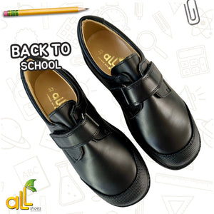 Boys velcro black school shoe (A/1-10)