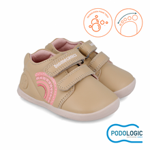 Load image into Gallery viewer, Beige with rainbow double velcro leather prewalker
