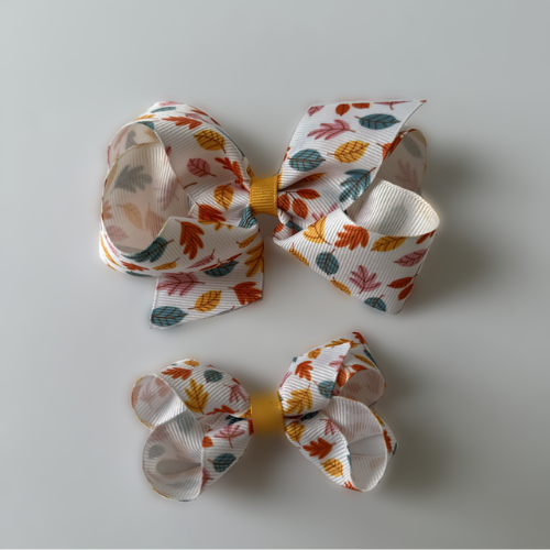 Harvest print grosgrain bows