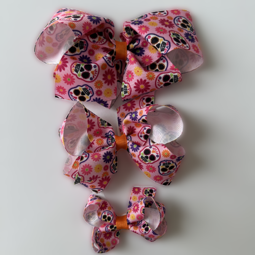 Pink Halloween grosgrain bows