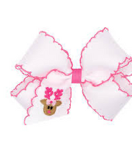 Load image into Gallery viewer, Xmas moonstitch bow with embroidered

