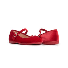 Load image into Gallery viewer, Red velvet mary jane with crystal buckle

