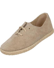 Load image into Gallery viewer, Beige suede with jute sole and tie
