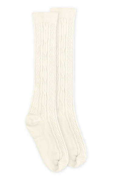 Ivory cable knit knee high sock