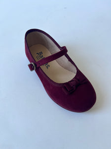 Burgundy mary jane with grosgrain bow