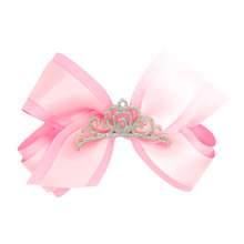 Load image into Gallery viewer, Princess bow with satin overlay and crown
