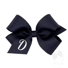 Load image into Gallery viewer, Navy with white initial grosgrain  bow
