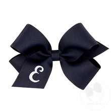 Load image into Gallery viewer, Navy with white initial grosgrain  bow
