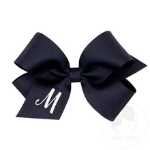 Load image into Gallery viewer, Navy with white initial grosgrain  bow
