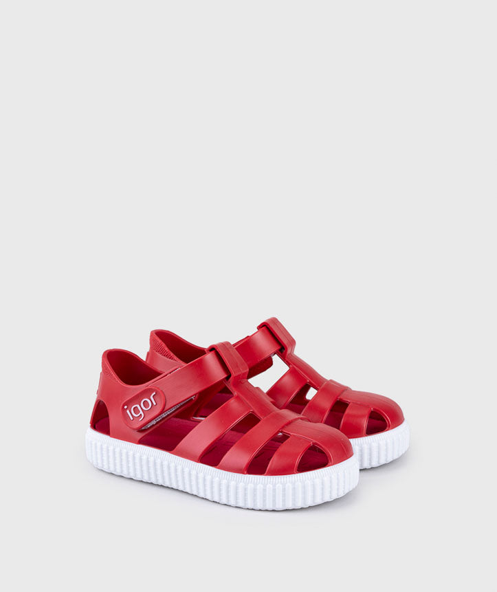 Nico red with white sole fisherman jellie sandal