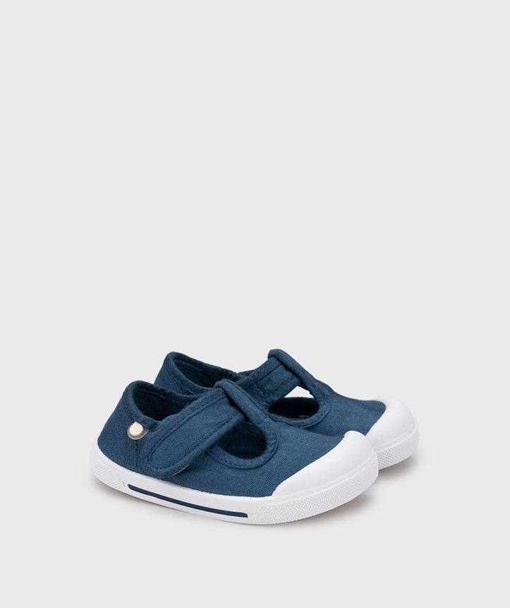 Navy canvas t-strap