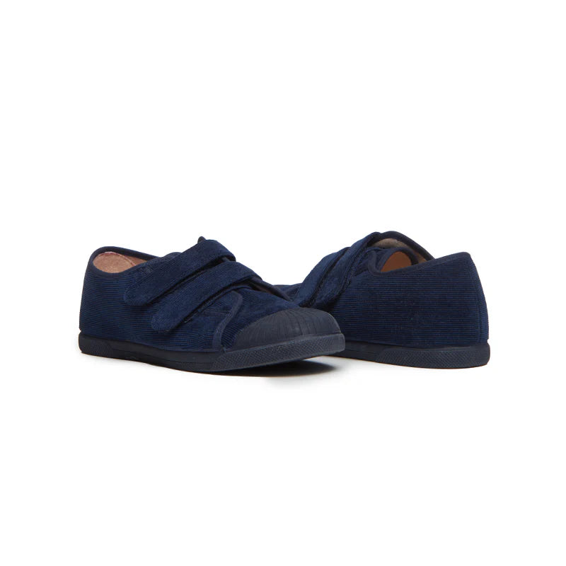 Navy corduroy double velcro sneaker