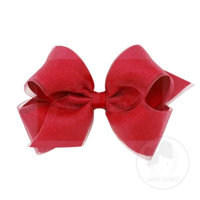 Cranberry organza overlay bow