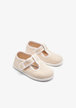 Load image into Gallery viewer, Beige canvas respectful t-strap
