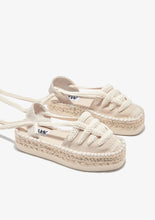 Load image into Gallery viewer, Sand with beige ties wedge alpargata
