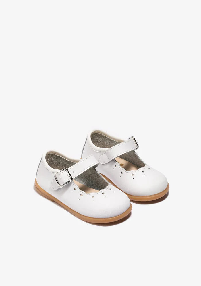 White buckle leather mary jane