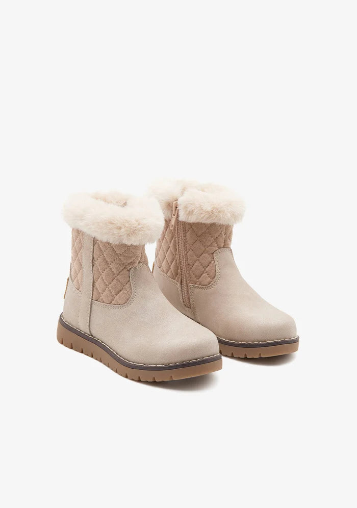 Beige diamond plush boots