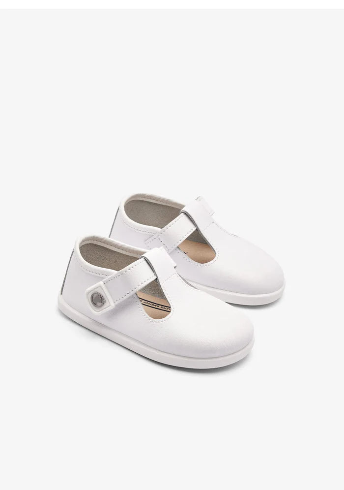 White respectful t-strap